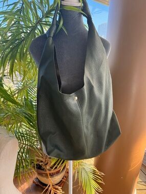 Women's Dark Green Leather Hobo Bag